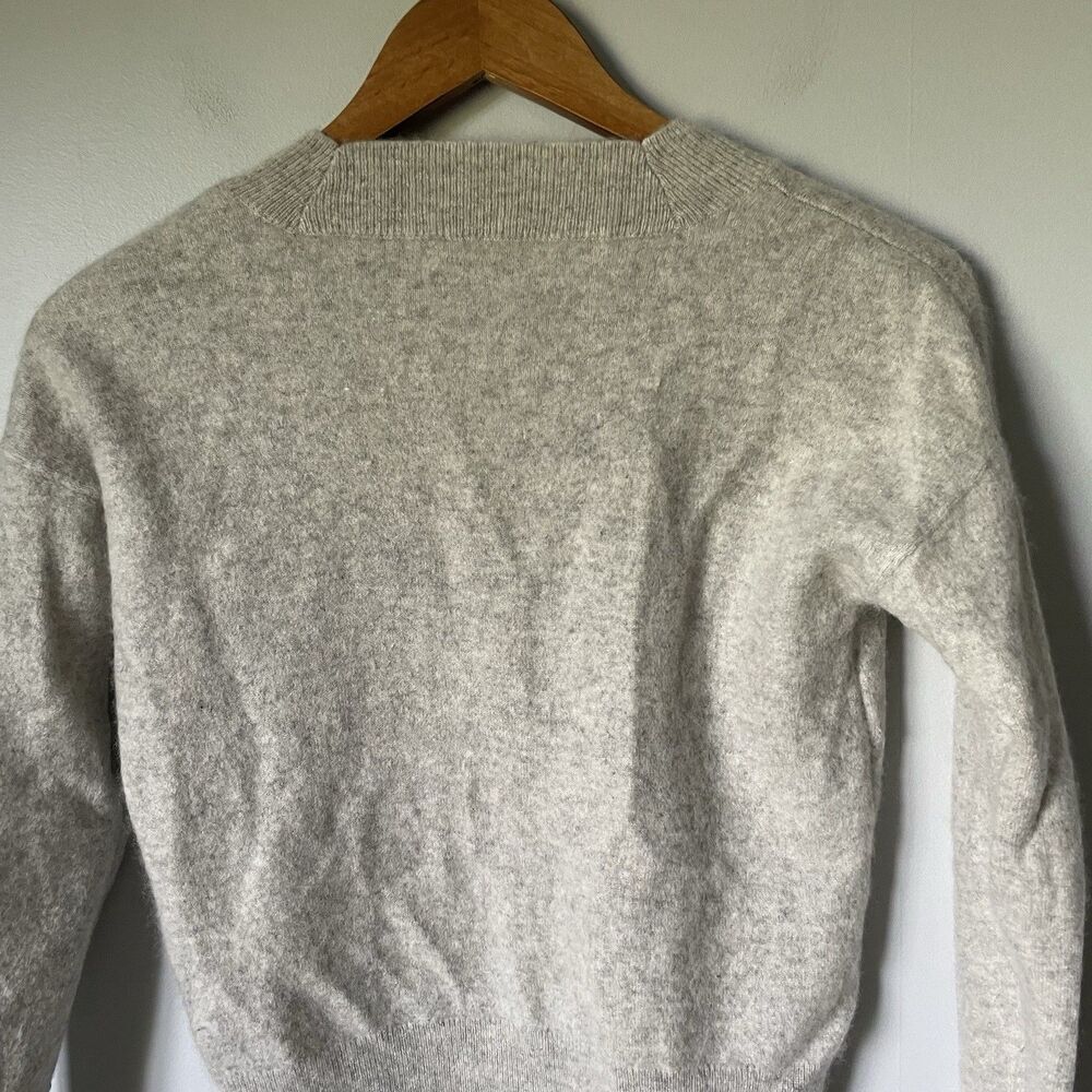 Madewell 100% Cashmere Knit Sweater V-Neck Gray Cream Women's Size Small - Picture 5 of 9